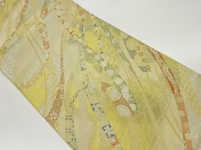 JAPANESE FUKURO OBI / WOVEN FLORAL PLANTS